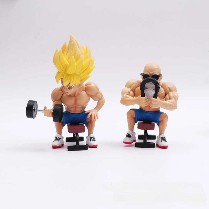 5Pcs/set Dragon Ball Super Saiyan Broly Green Hair Master Roshi Son Goku Bodybuilding muscle PVC Action Figure Mode