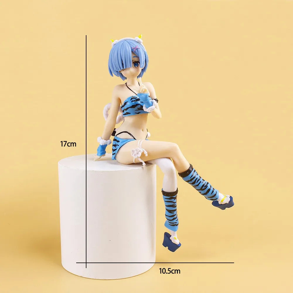 New  Anime Figure pajamas Leopard Bikini Sitting posture Girl  PVC Action Collection Model