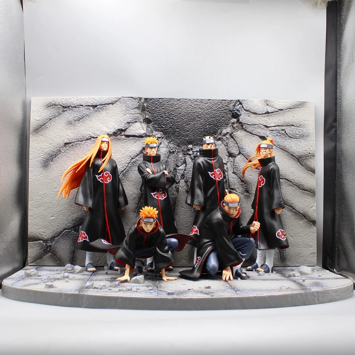 Naruto Akatsuki Anime Figure 37cm 6 Pcs Uchiha Itachi Madara Konan Hidan Ninja Action Figurine Decor Model Collection Toy Gift