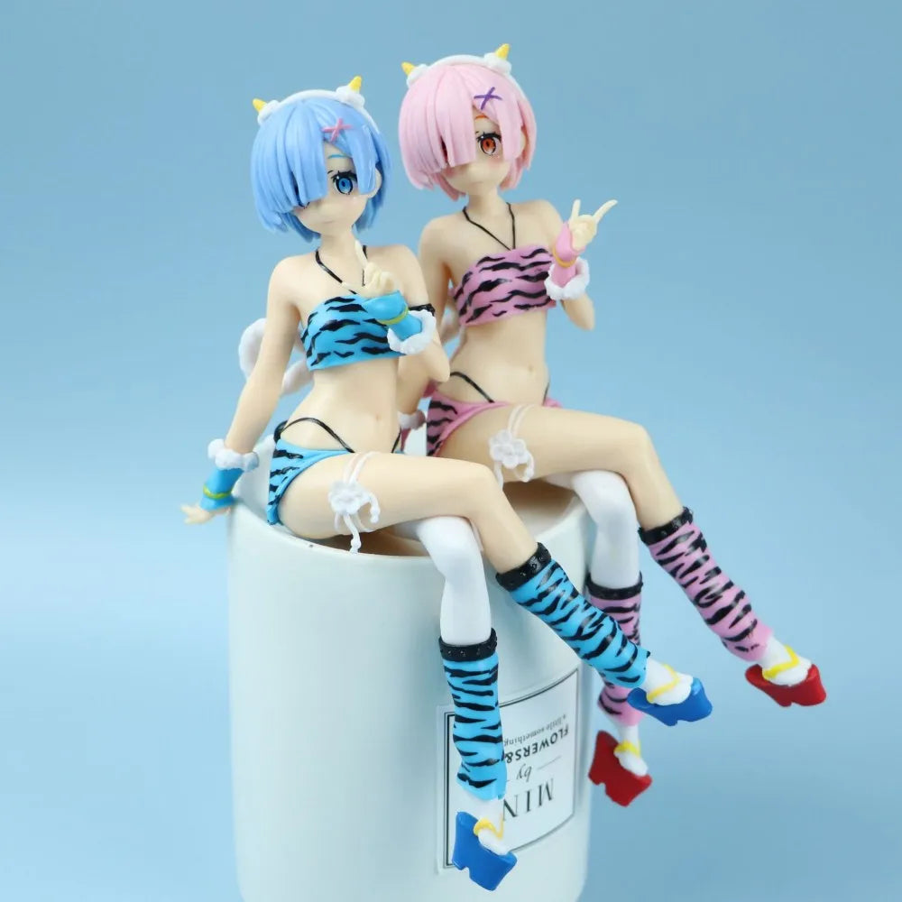 New  Anime Figure pajamas Leopard Bikini Sitting posture Girl  PVC Action Collection Model