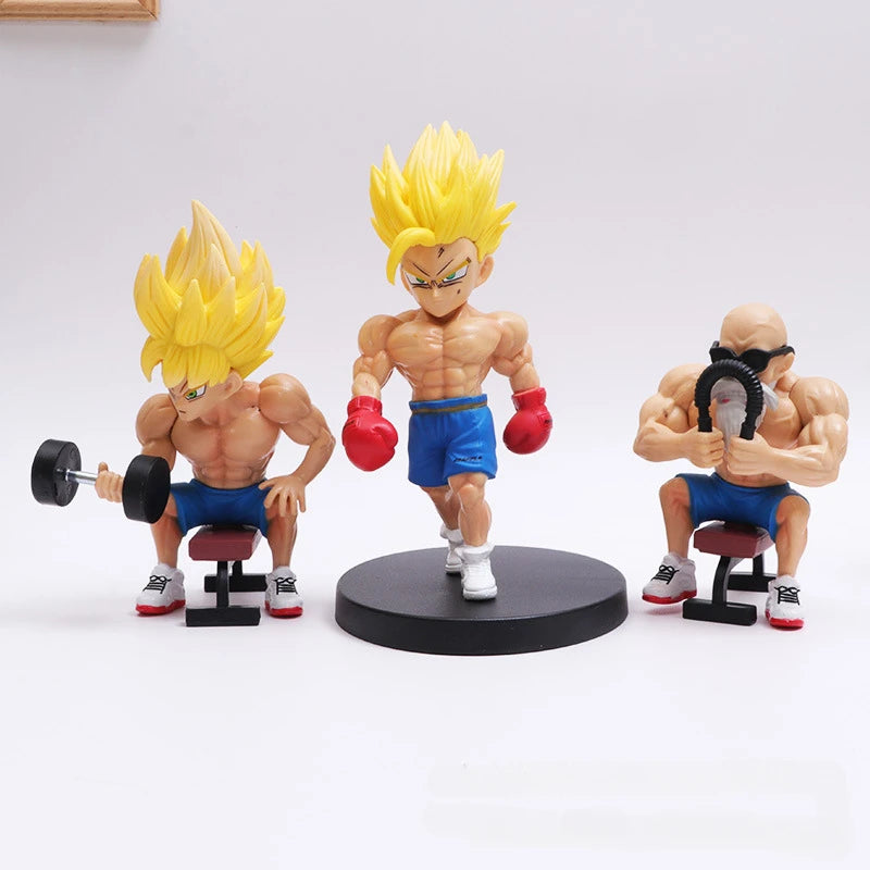 5Pcs/set Dragon Ball Super Saiyan Broly Green Hair Master Roshi Son Goku Bodybuilding muscle PVC Action Figure Mode