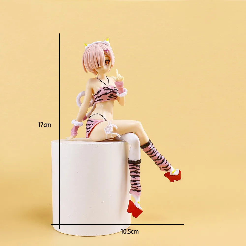 New  Anime Figure pajamas Leopard Bikini Sitting posture Girl  PVC Action Collection Model