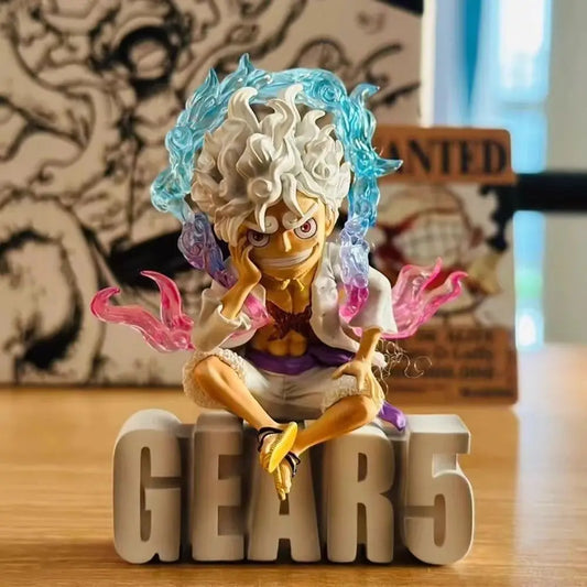 New 10cm/3.93in Mini One Piece Luffy Gear 5 Action Figure Nika Statue Anime Figurine Pvc Model Doll Collection Toy Gift Kids