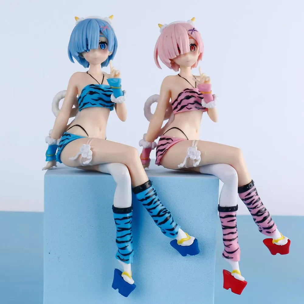 New  Anime Figure pajamas Leopard Bikini Sitting posture Girl  PVC Action Collection Model