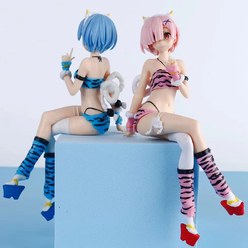 New  Anime Figure pajamas Leopard Bikini Sitting posture Girl  PVC Action Collection Model