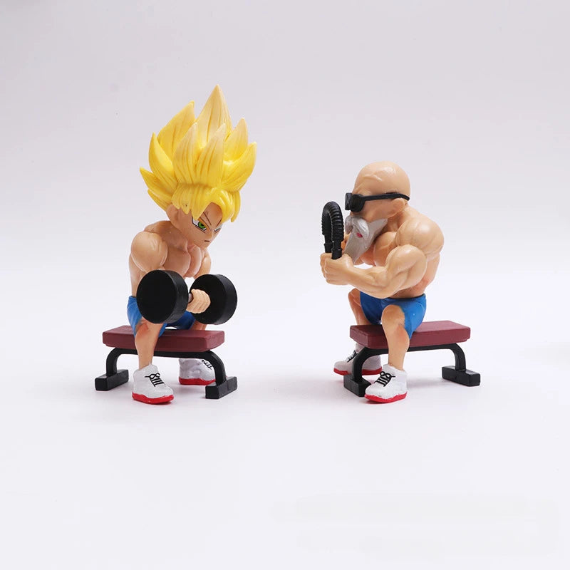 5Pcs/set Dragon Ball Super Saiyan Broly Green Hair Master Roshi Son Goku Bodybuilding muscle PVC Action Figure Mode