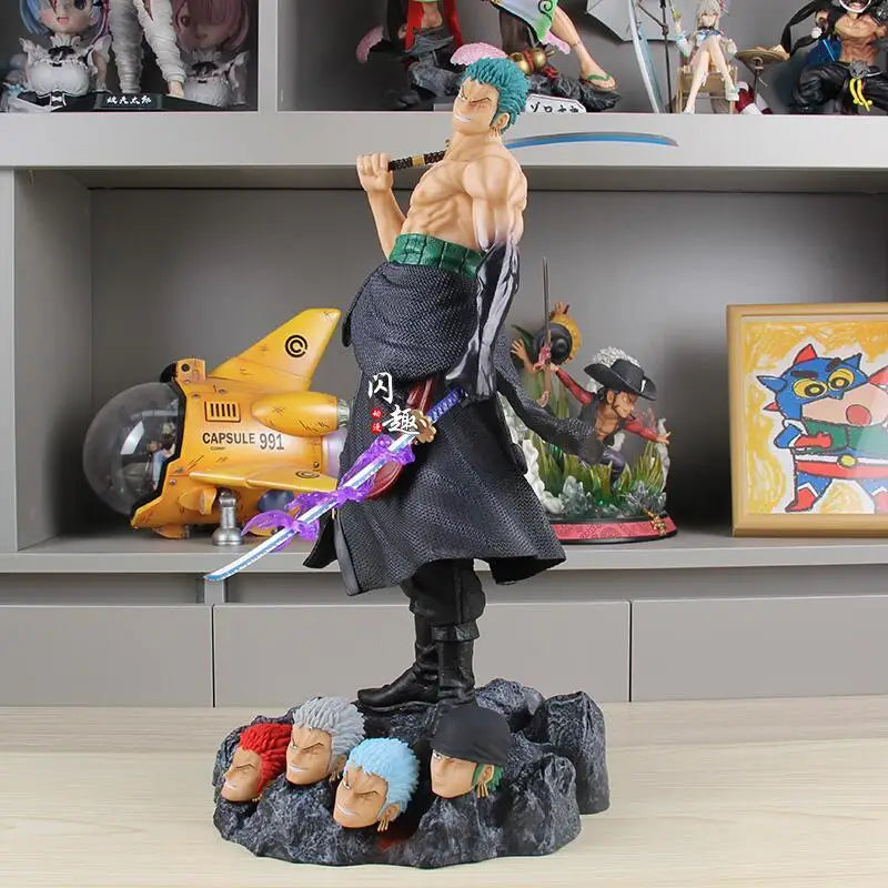 Hot 50cm One Piece Stand Posture Roronoa Zoro Anime Action Fight Figures Model Toys Pvc Statue Roronoa Zoro Model Statue Dolls