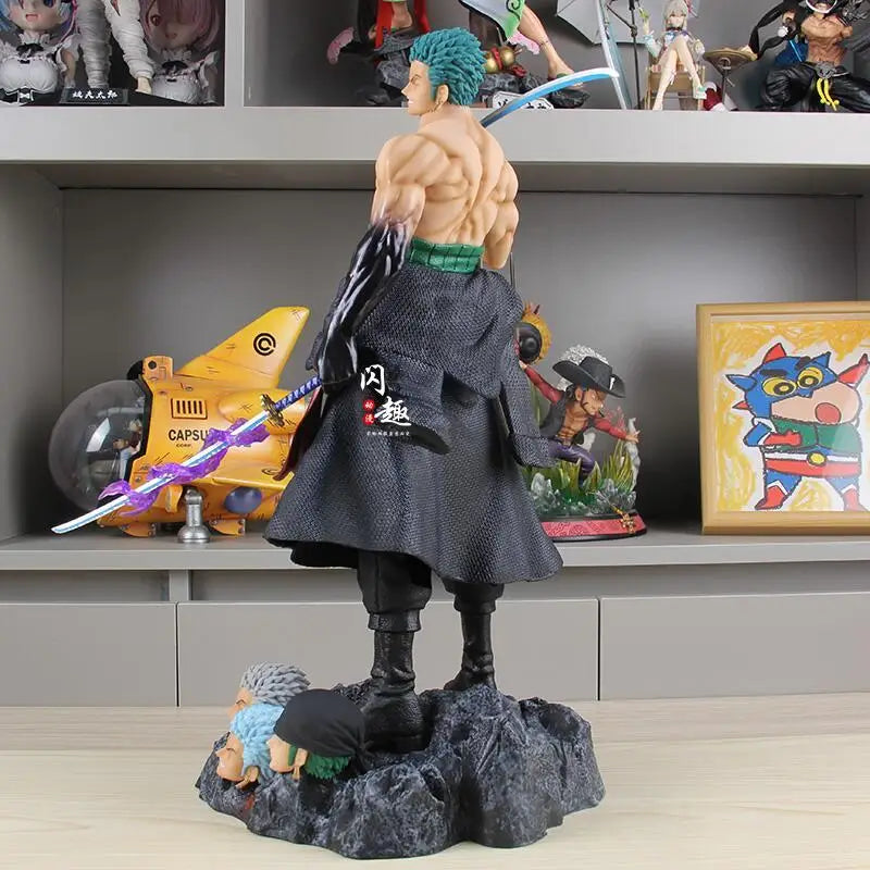 Hot 50cm One Piece Stand Posture Roronoa Zoro Anime Action Fight Figures Model Toys Pvc Statue Roronoa Zoro Model Statue Dolls