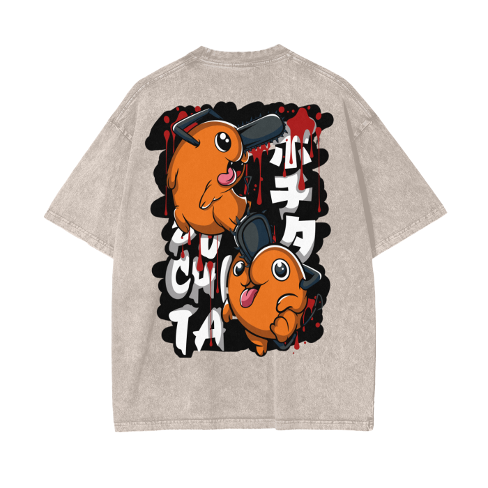 Oversize Pochita Sprayed back T-Shirt